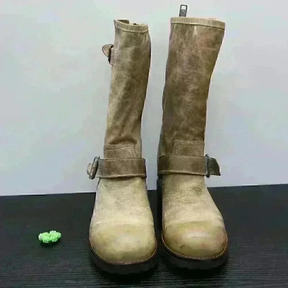 Steven Madden Buckette Brown/Gray Distressed Boots - Picture 11 of 11